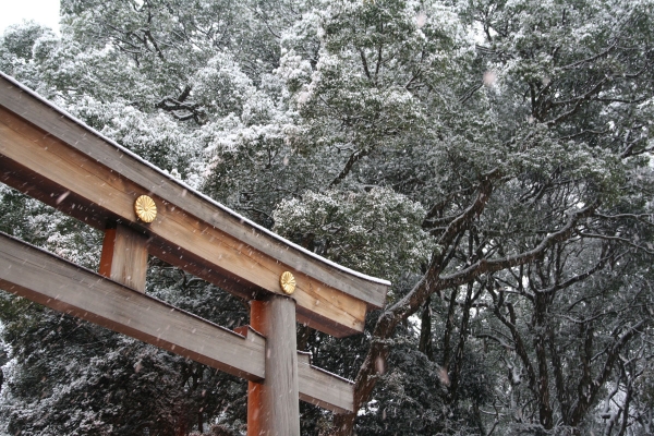 境内の雪景色